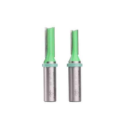 Industrial Double Flute Lurus Router Bit Karbida Untuk Kayu Solid