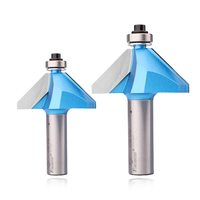 Lamboss yang dapat disesuaikan 45 derajat Chamfer Bit Dengan Bearing Milling Cutter Woodworking Router Bit
